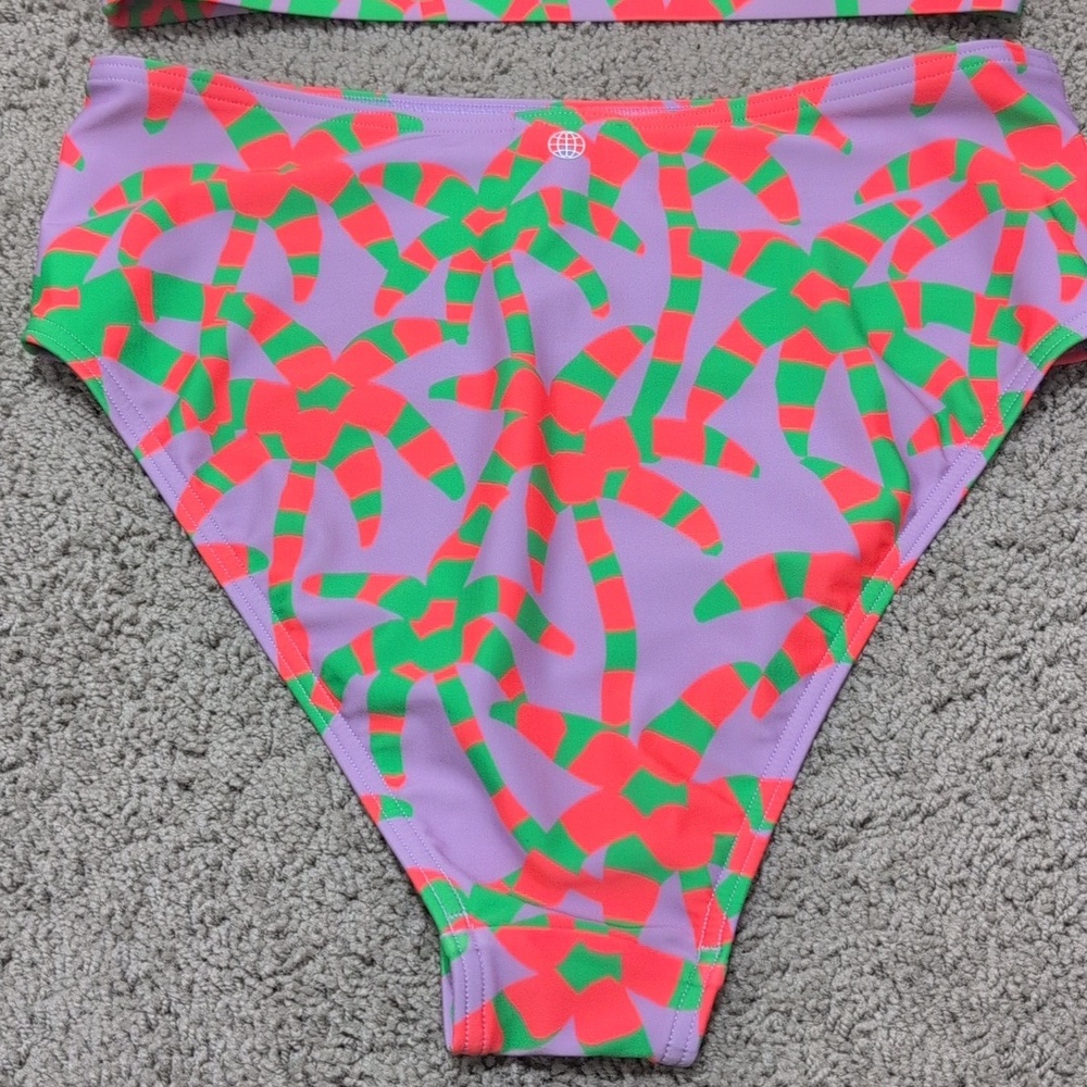 Adidas Farm Rio Bikini Purple Lime Burst High Waist Women's Size Medium - Picture 4 of 14